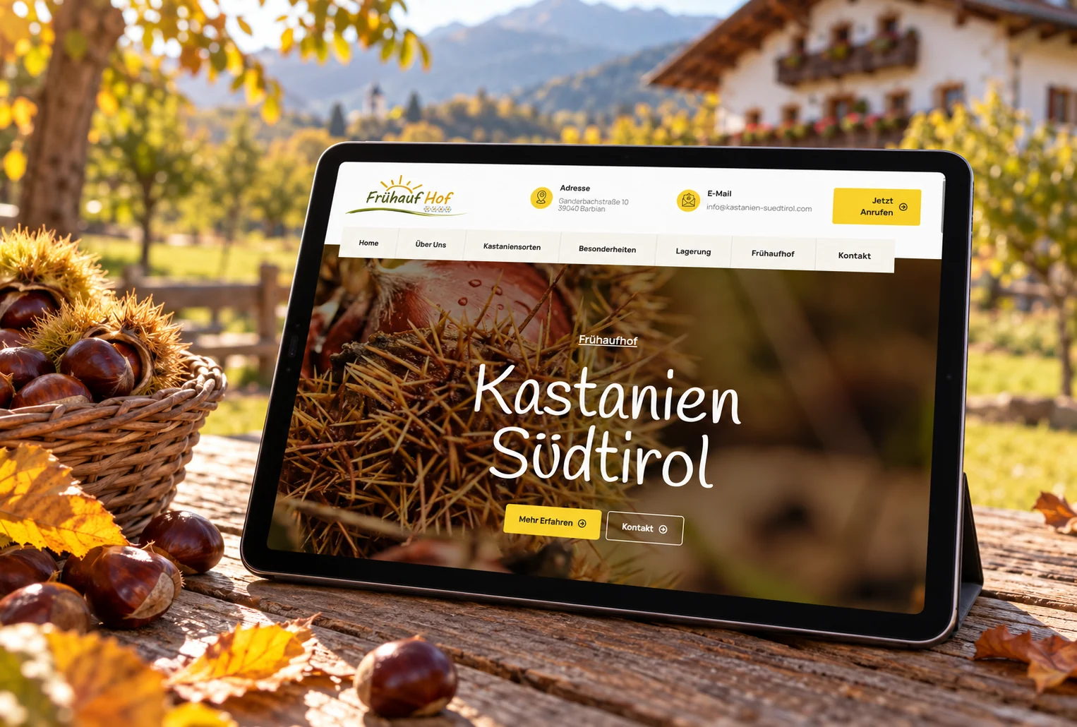 Website von Kastanien Südtirol im Geräte-Mockup