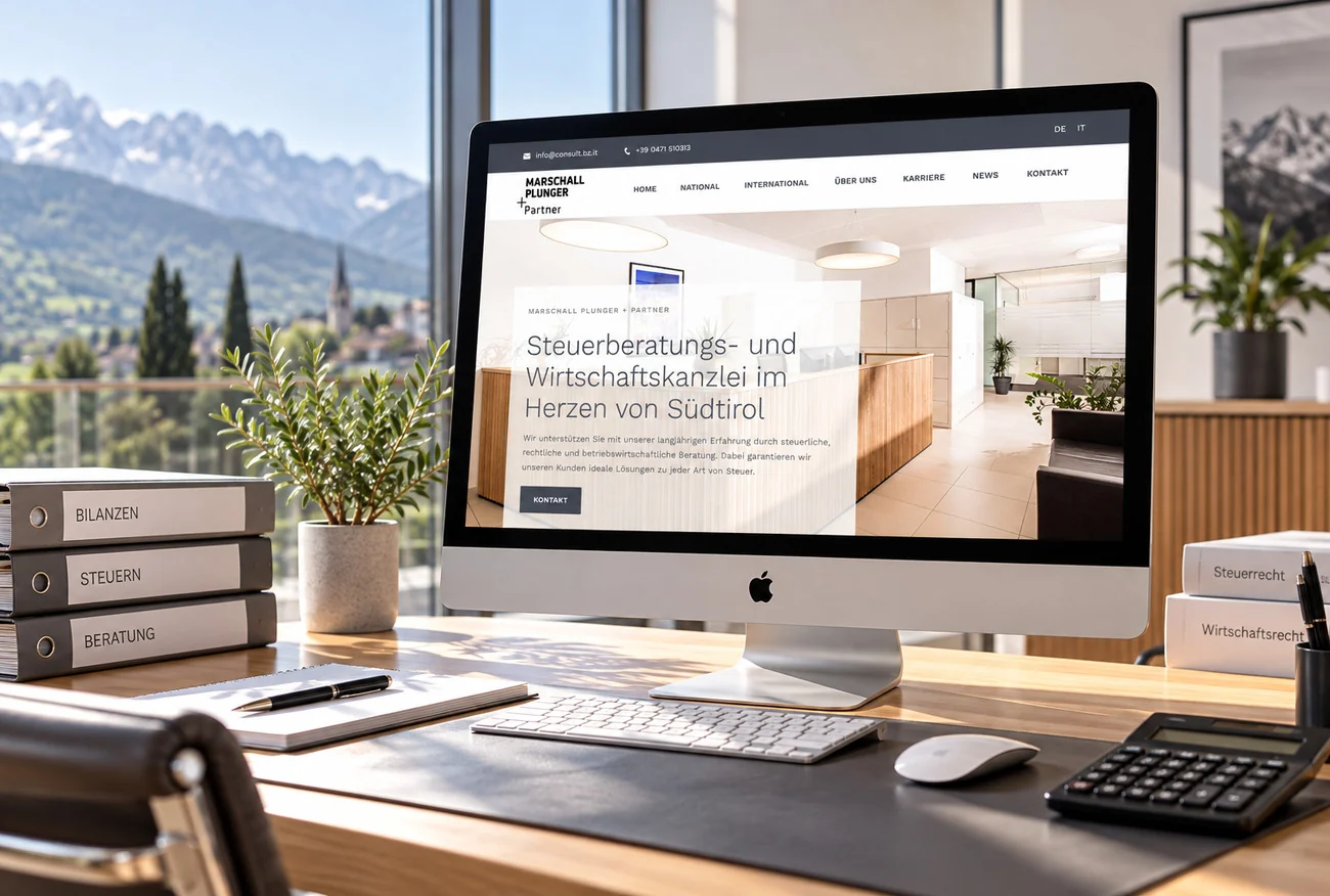 Website von Marshall Plunger + Partner im Geräte-Mockup