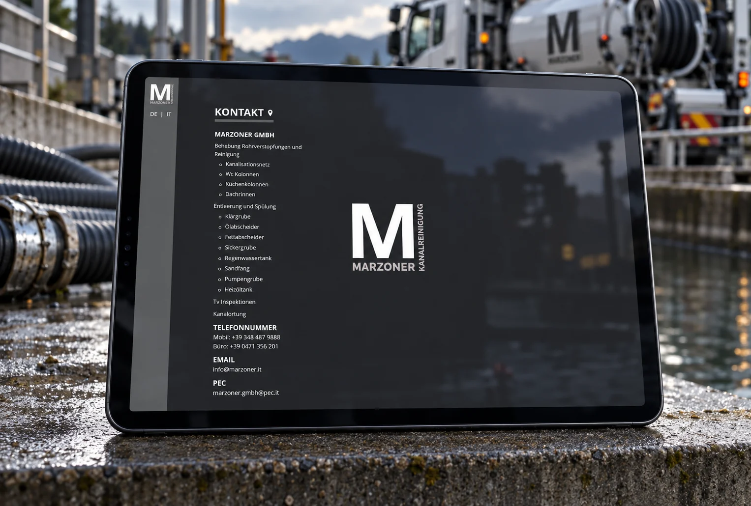 Website von Marzoner Kanalreinigung im Geräte-Mockup