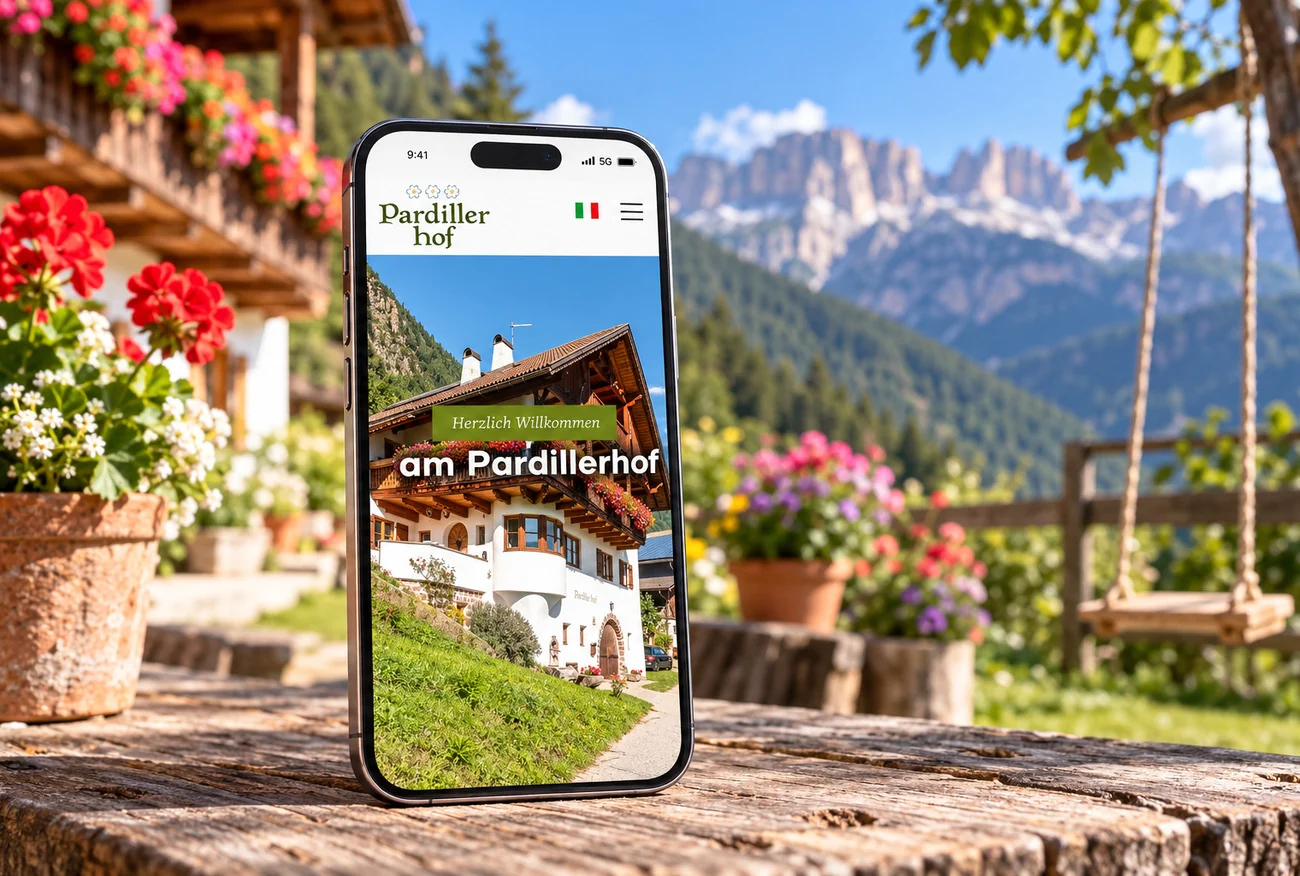 Website von Pardillerhof im Geräte-Mockup