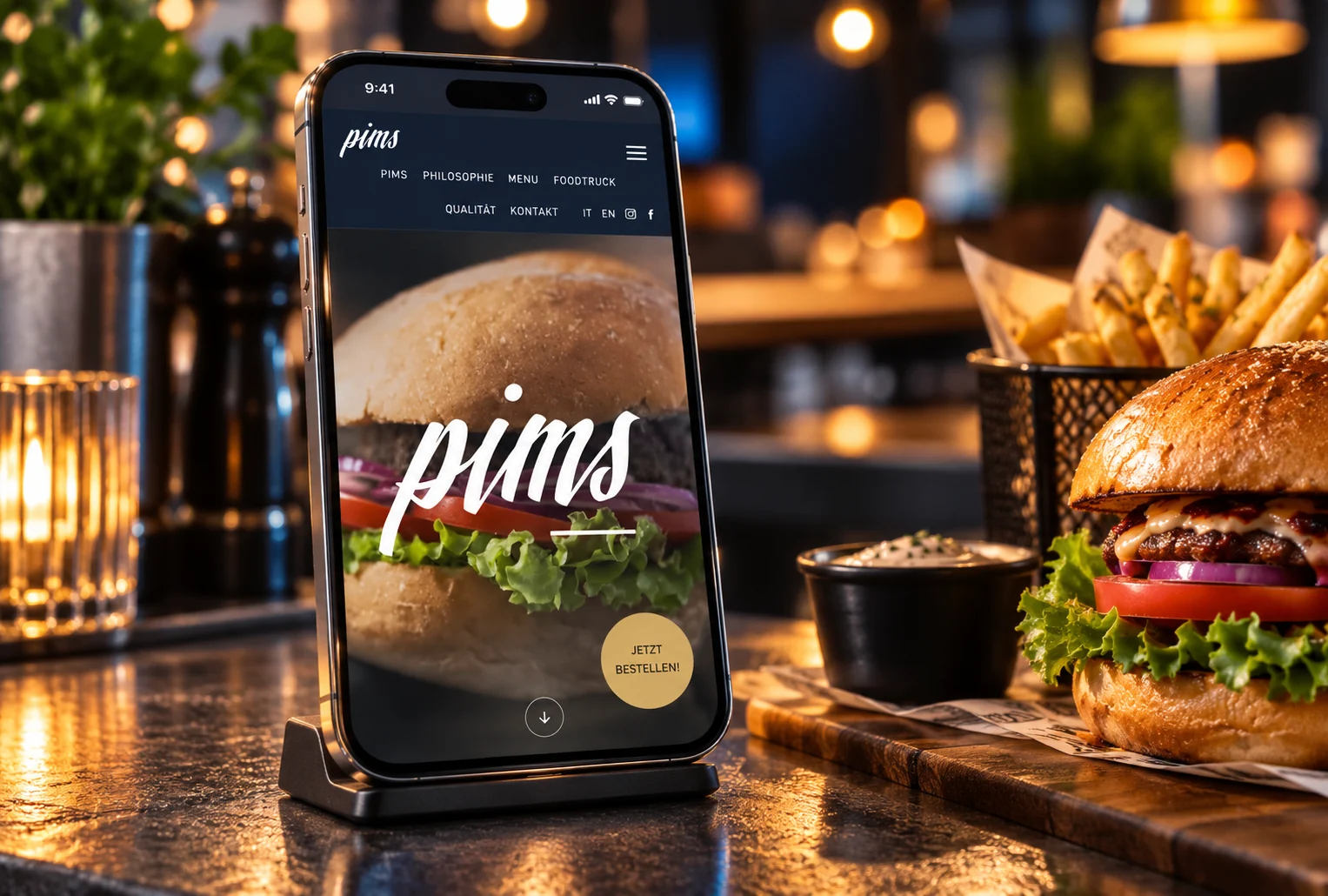 Website von Pims im Geräte-Mockup