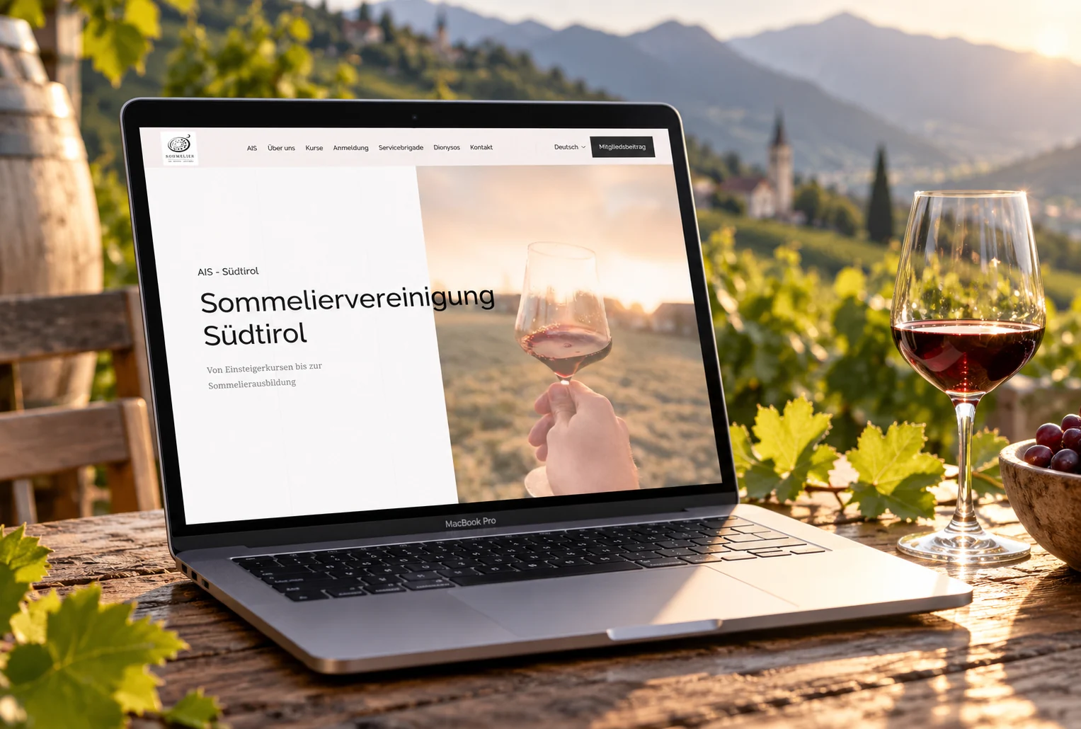 Website von Sommeliervereinigung Südtirol im Geräte-Mockup