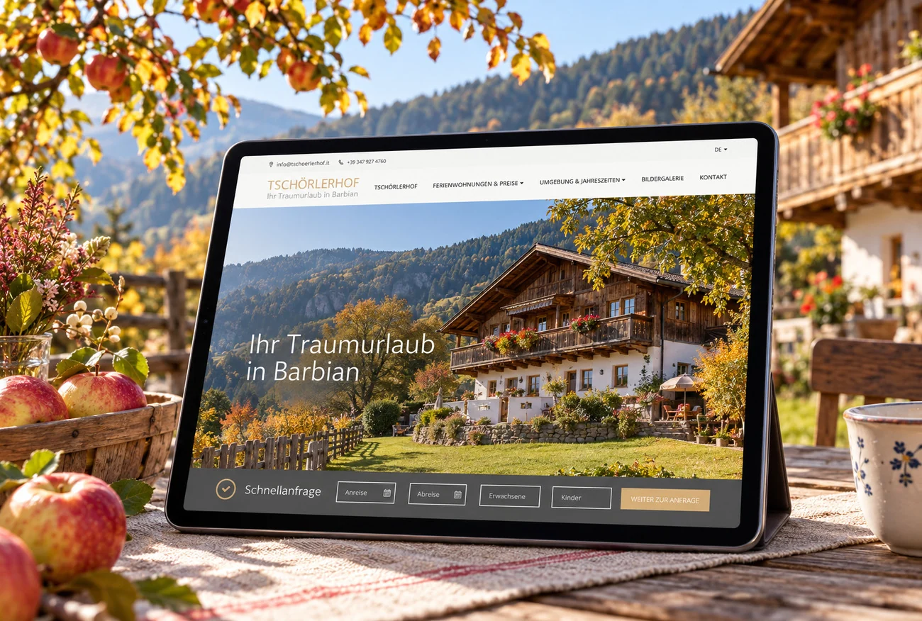 Website von Tschörlerhof im Geräte-Mockup